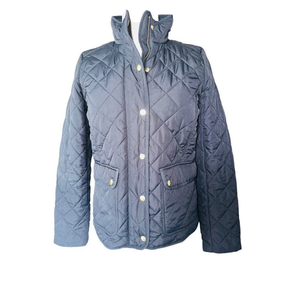 FB12‎ J Crew Quilted Black Jacket Classic Horse Barn Size Small Women's